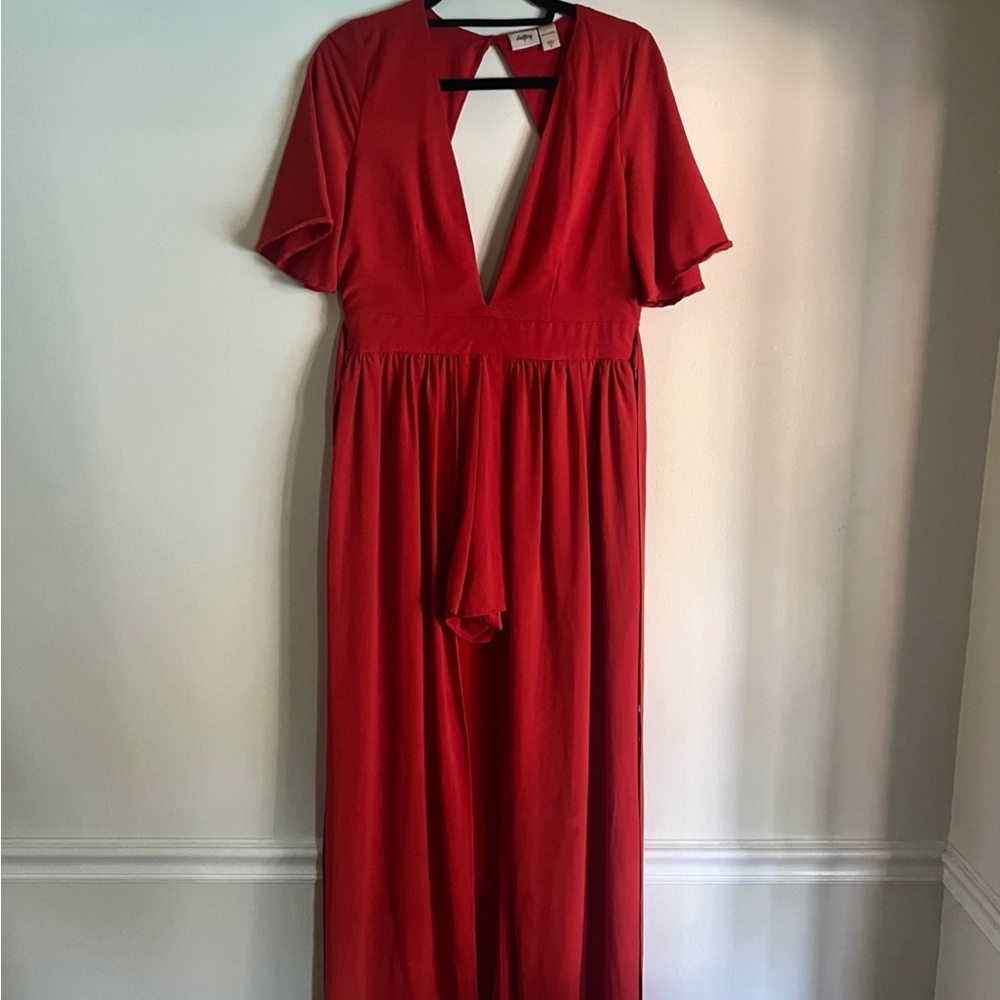 Daytrip Red flutter Maxi Romper